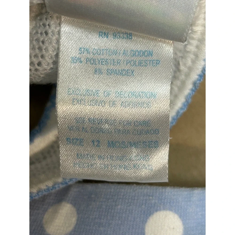 Baby Buns Blue Polka Dot Shell Embroidered 2 Piece‎ Skirted Swimsuit 12 Months